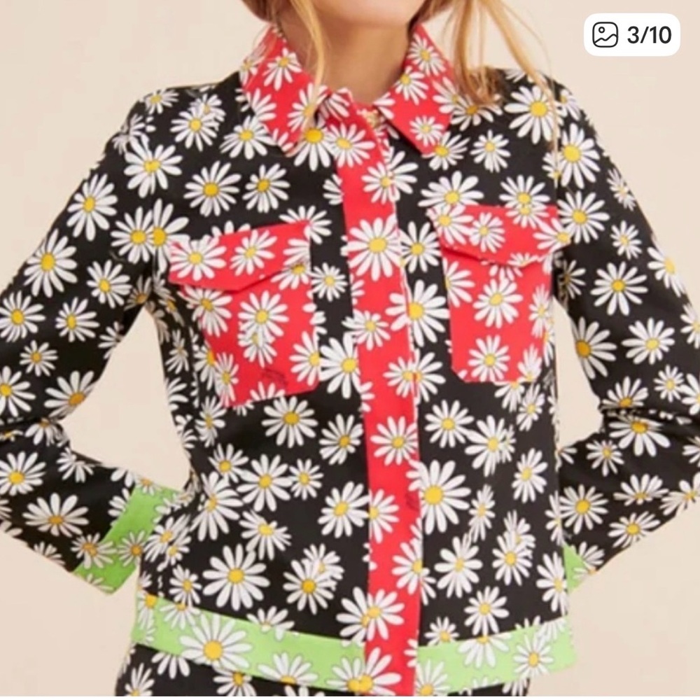 Moschino Boutique x Free People Daisy Colorblock Floral Daisy Jacket NWOT Size 8 - Picture 2 of 12